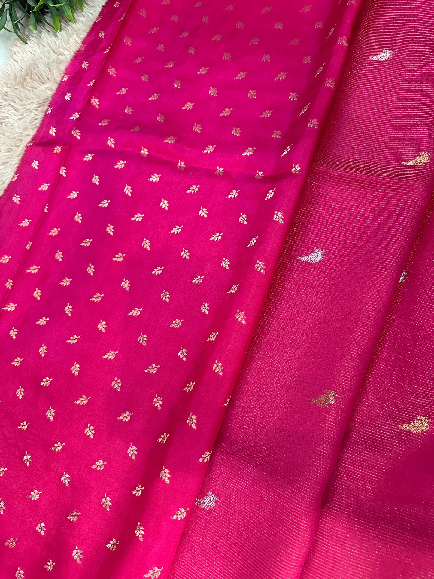 Rani Pink Premium Muslin Silk Saree