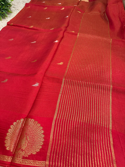 Red Premium Muslin Silk Saree