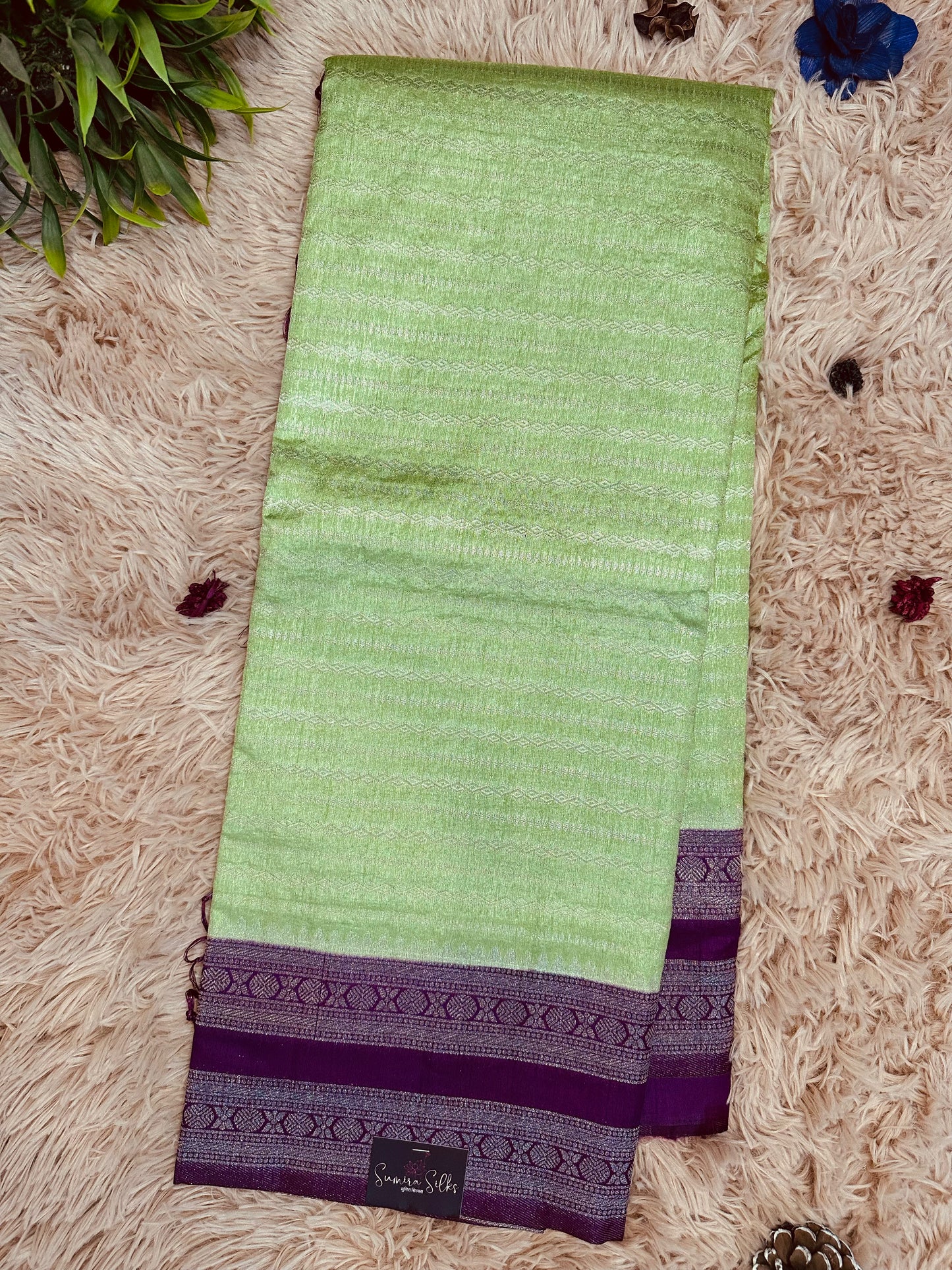 Pista Green Soft Silk Saree