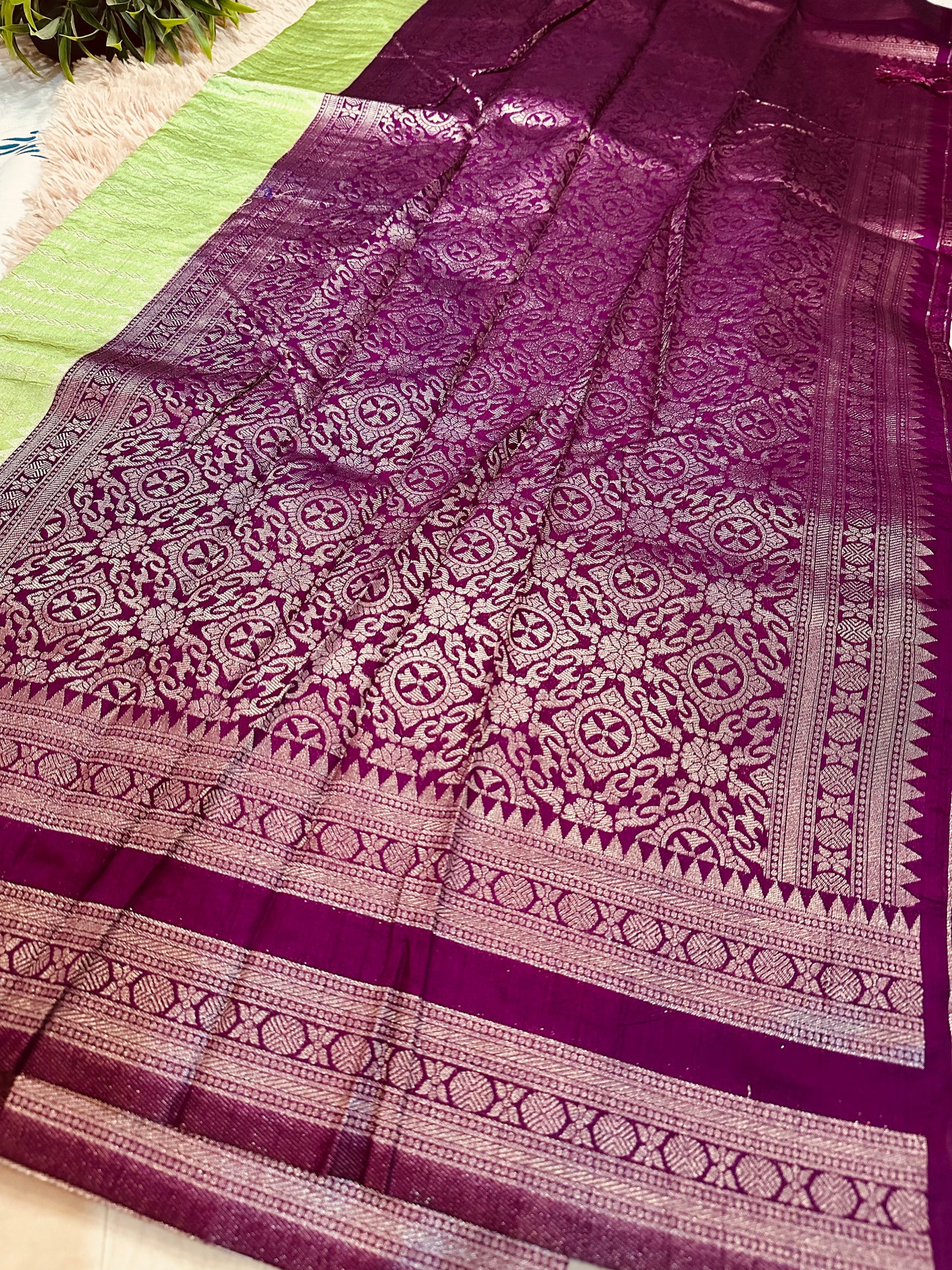 Pista Green Soft Silk Saree
