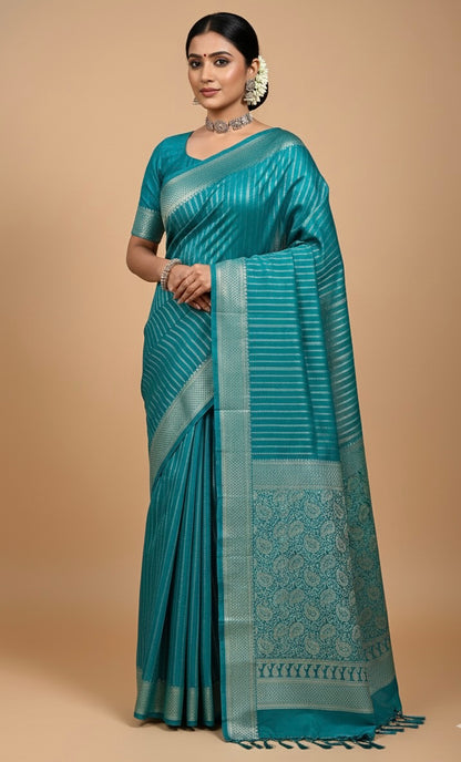 Rama Green Silk Saree with Mysore Mango Border