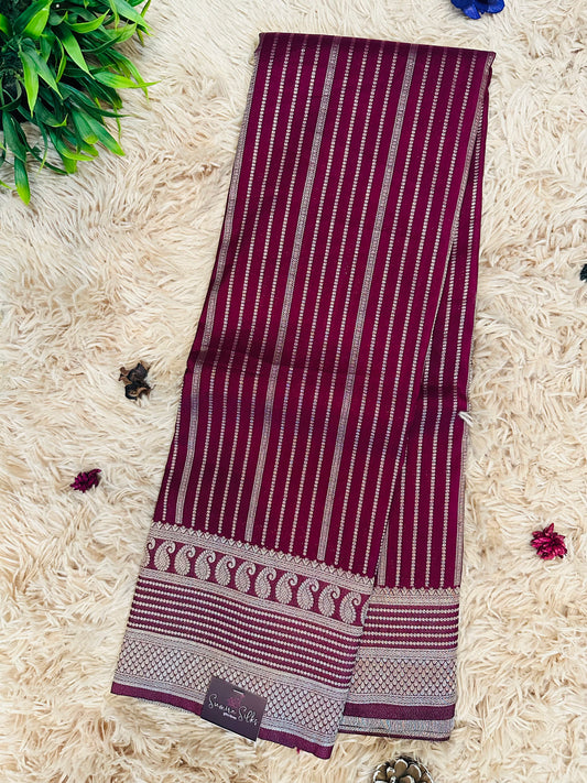 Deep Maroon Silk Saree with Mysore Mango Border