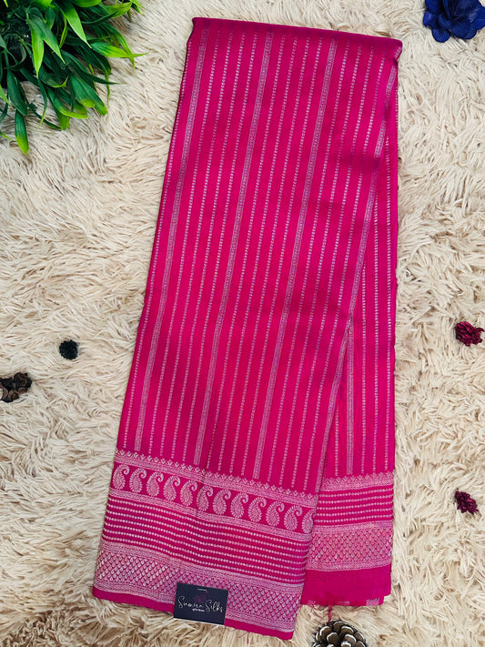 Rani Pink Silk Saree with Mysore Mango  Border