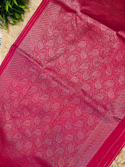 Rani Pink Silk Saree with Mysore Mango  Border