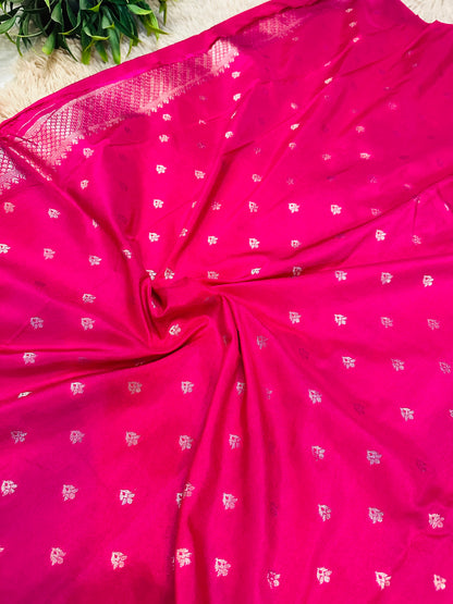 Rani Pink Silk Saree with Mysore Mango  Border