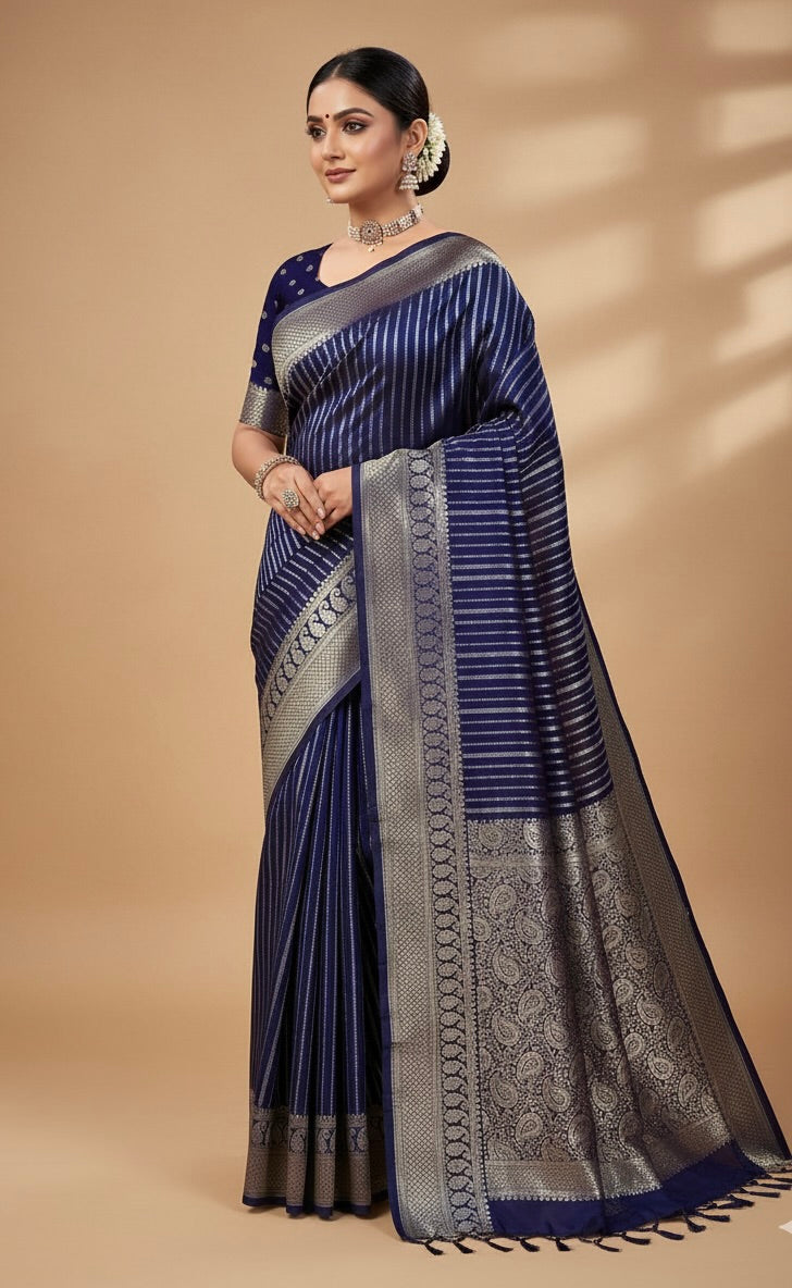 Royal Purple Silk Saree with Mysore Mango Border