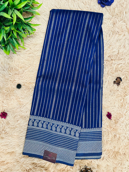 Royal Blue Silk Saree with Mysore Mango Border