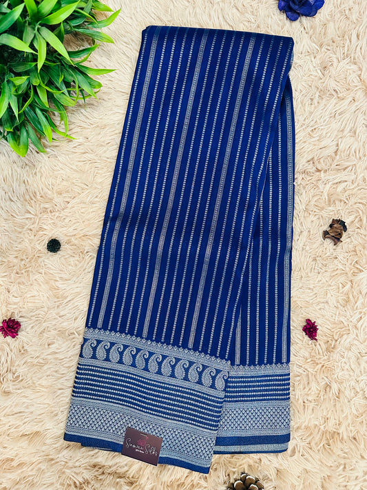 Royal Blue Silk Saree with Mysore Mango Border