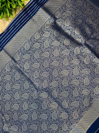 Royal Blue Silk Saree with Mysore Mango Border