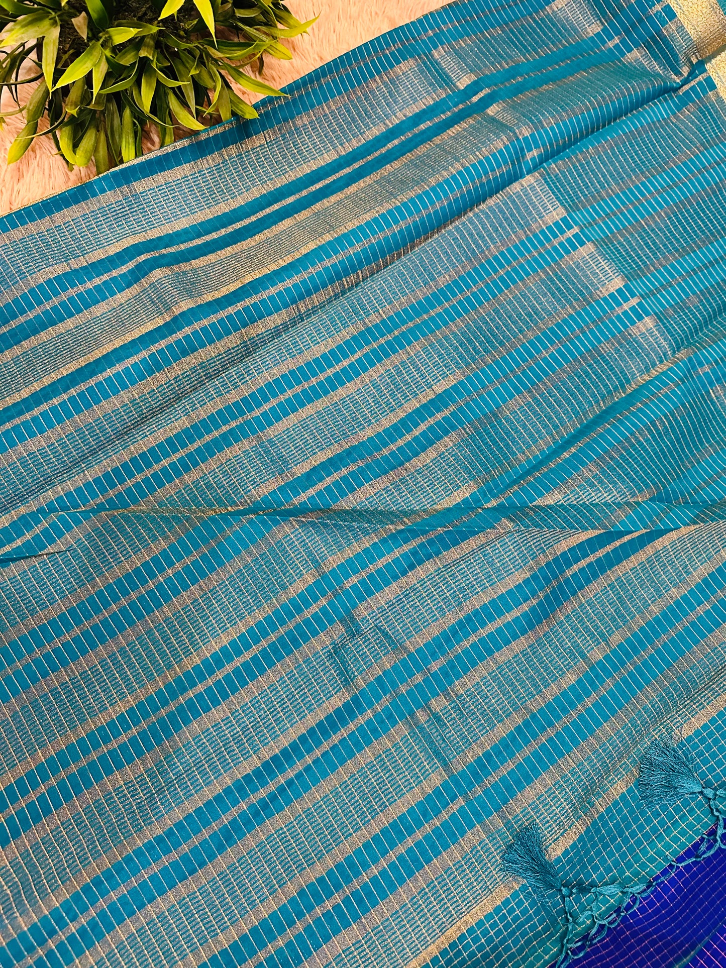 Bright Royal Blue Mysore Crepe Silk Saree