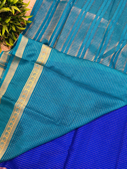 Bright Royal Blue Mysore Crepe Silk Saree