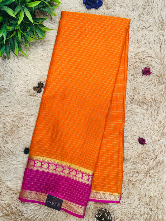 Orange Mysore Crepe Silk Saree