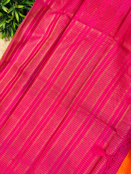 Orange Mysore Crepe Silk Saree