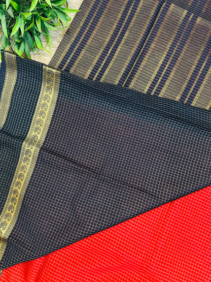 Red Mysore Crepe Silk Saree