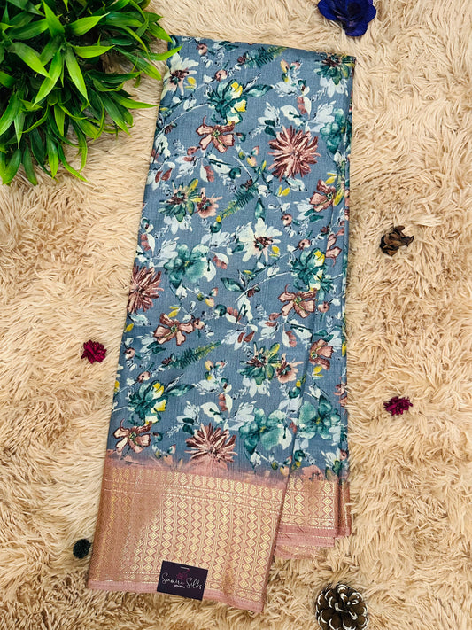 Grey Madurai Silk Saree