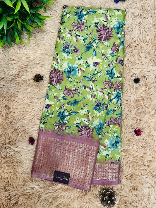 Pista Green Madurai Silk Saree
