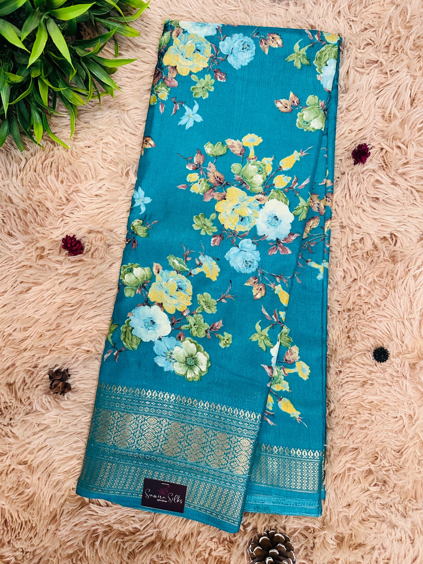 Turquoise Blue Madurai Silk Saree