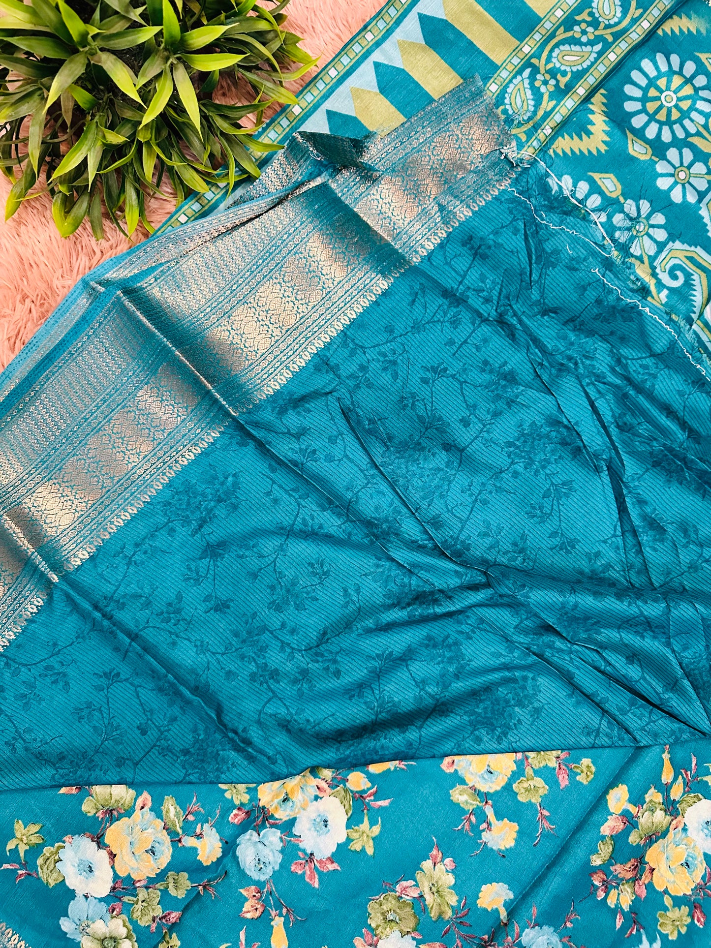 Turquoise Blue Madurai Silk Saree