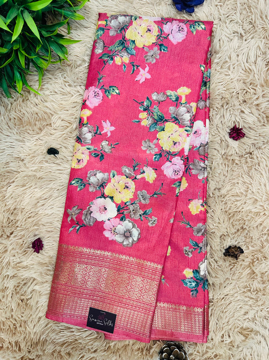 Magenta Pink Madurai Silk Saree