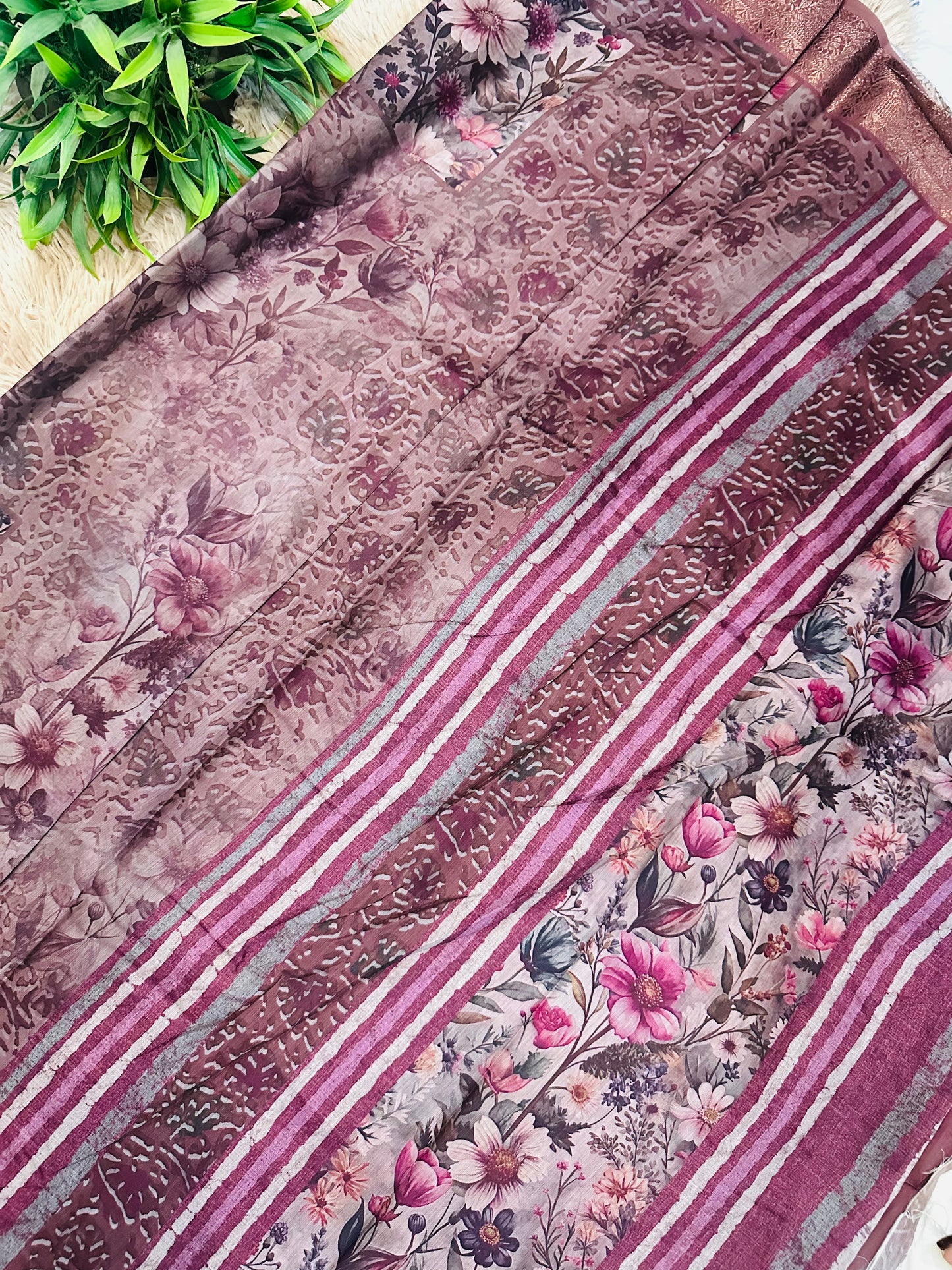 Mauve Soft Cotton Silk Saree