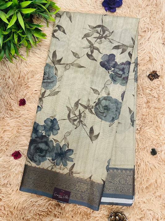 Blue Soft Cotton Silk Saree