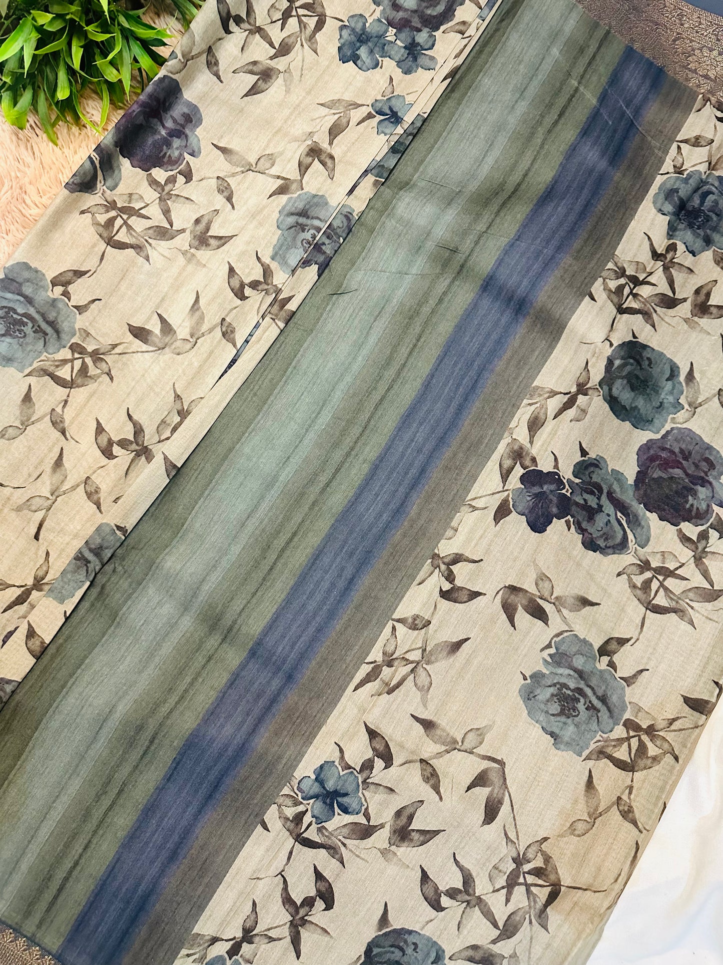 Blue Soft Cotton Silk Saree