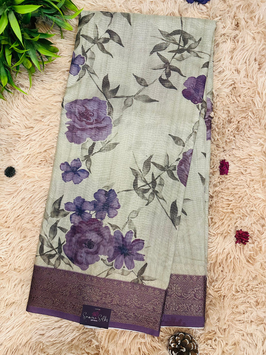 Purple Soft Cotton Silk Saree