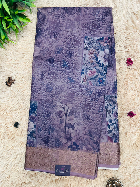 Light Purple Soft Cotton Silk Saree