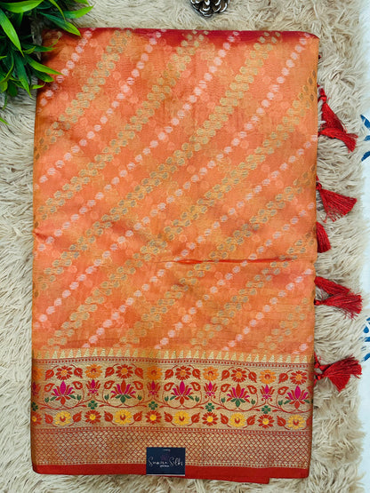 Orange Soft Kosa Silk Saree