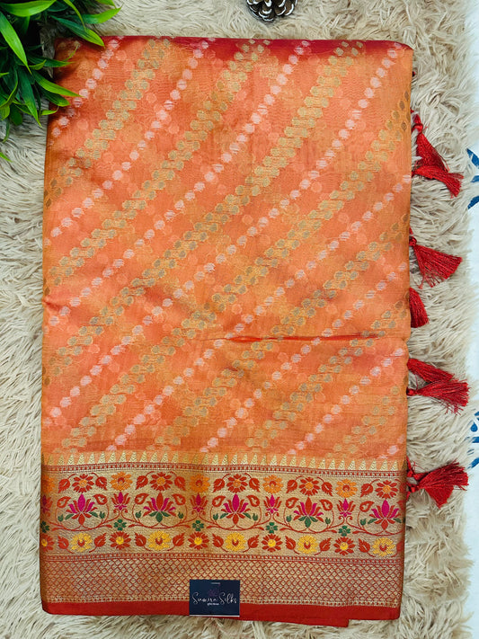 Orange Soft Kosa Silk Saree