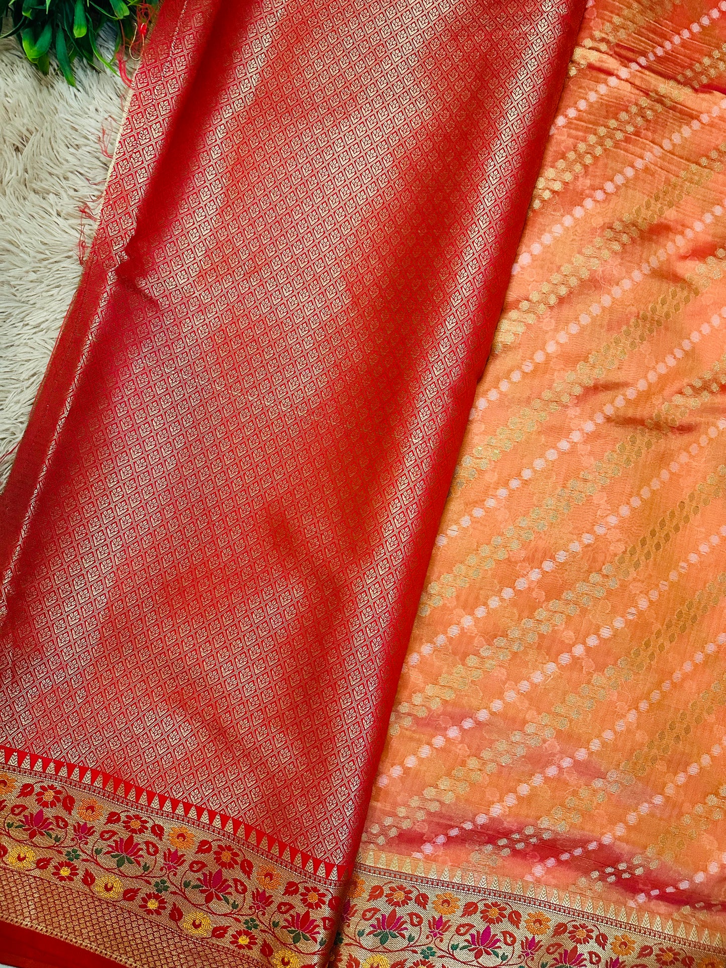 Orange Soft Kosa Silk Saree
