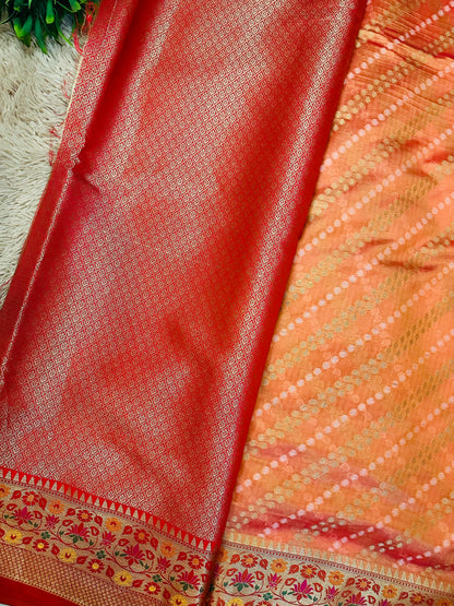Orange Soft Kosa Silk Saree