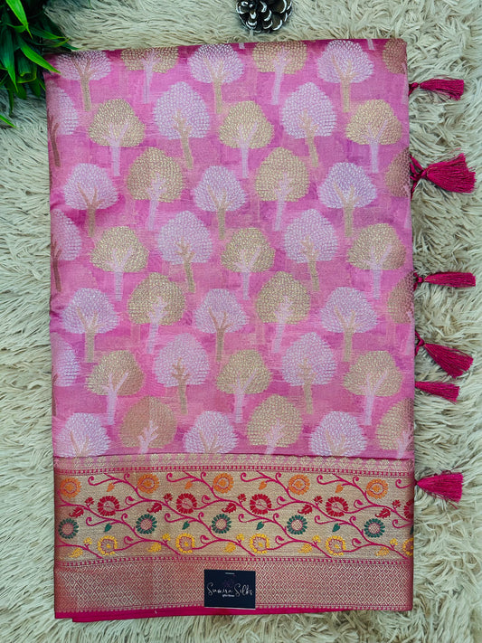 Light Pink Soft Kosa Silk Saree