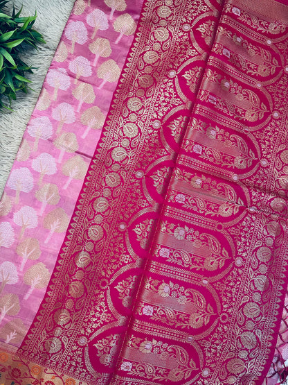 Light Pink Soft Kosa Silk Saree