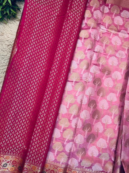 Light Pink Soft Kosa Silk Saree