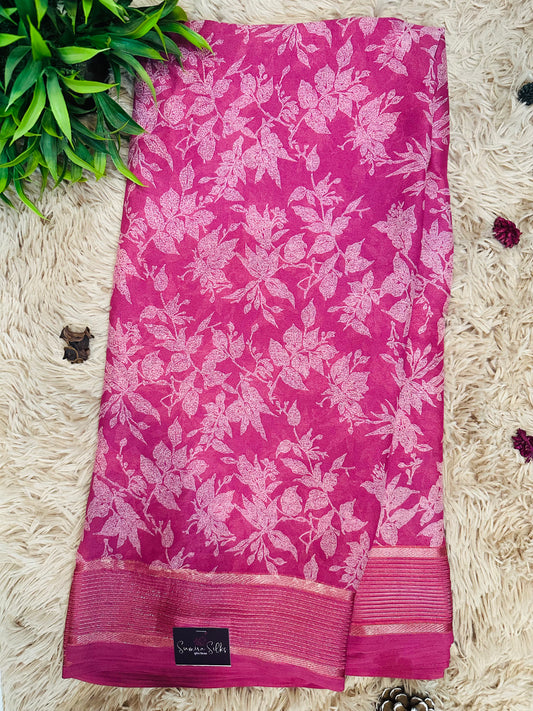 Pink Soft Georgette Saree