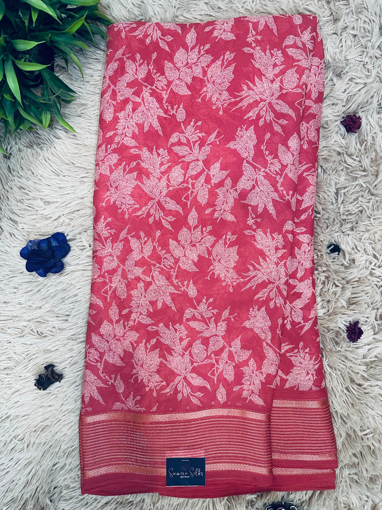 Peach Soft Georgette Saree