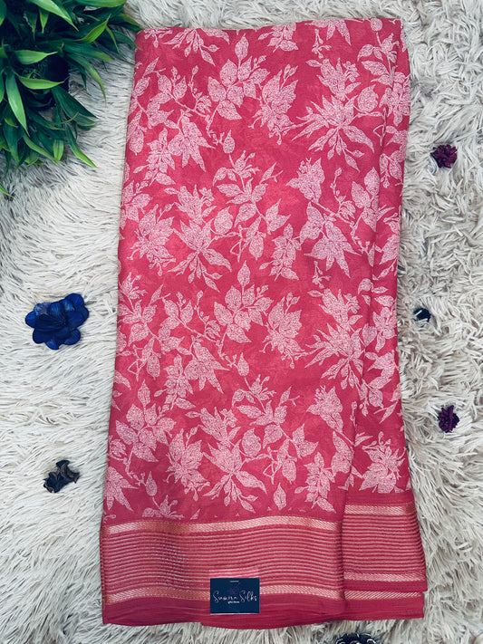 Peach Soft Georgette Saree