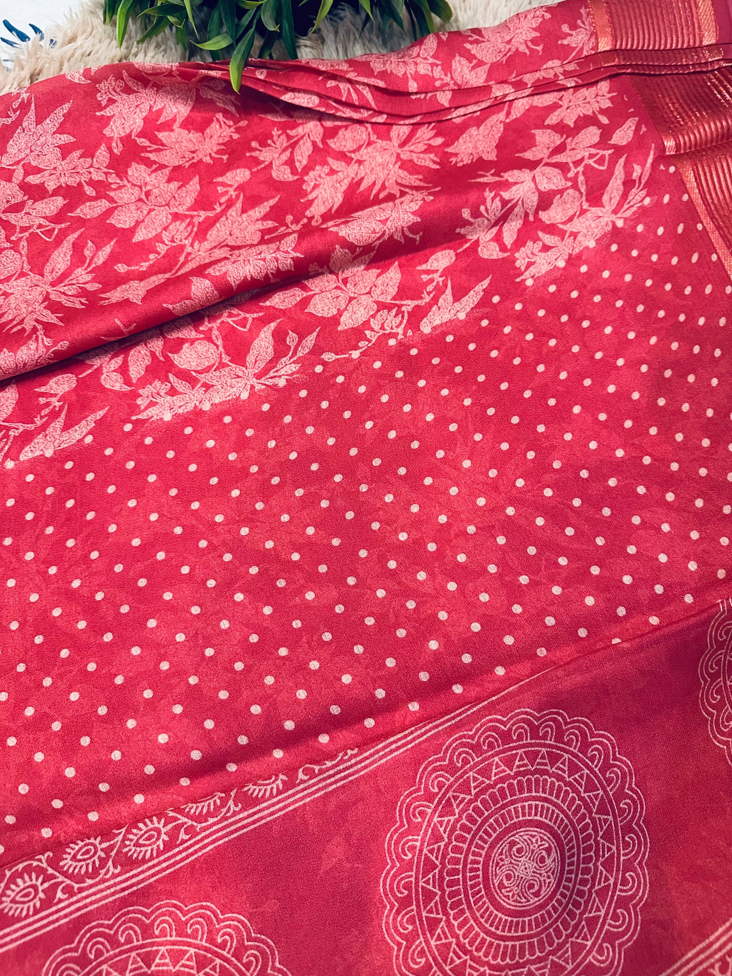Peach Soft Georgette Saree
