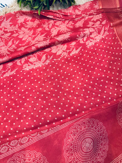 Peach Soft Georgette Saree