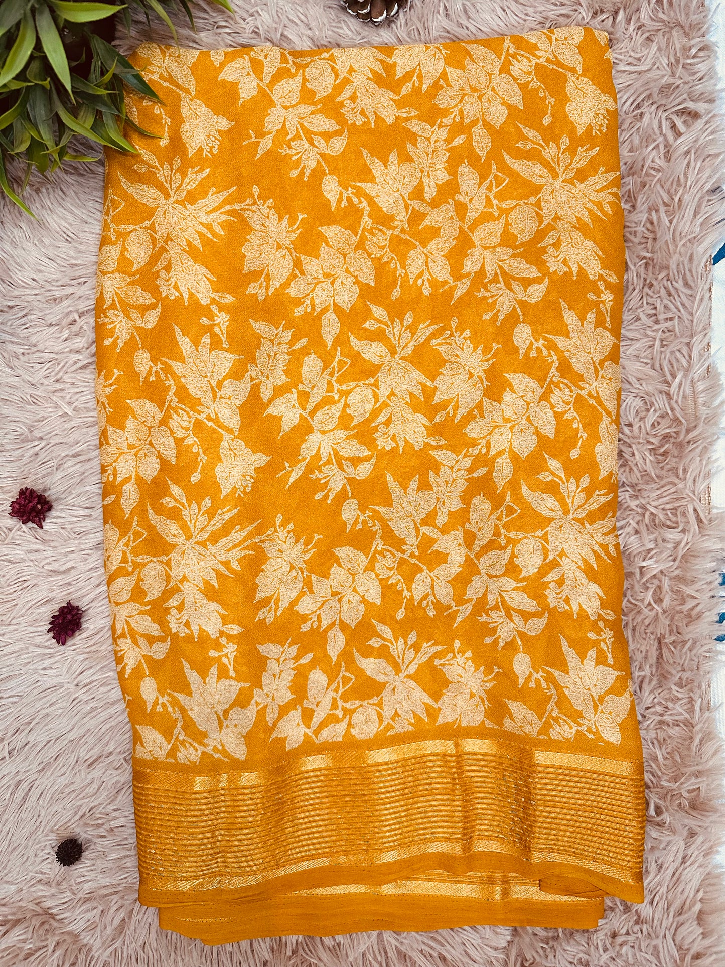 Mustard Soft Georgette Saree