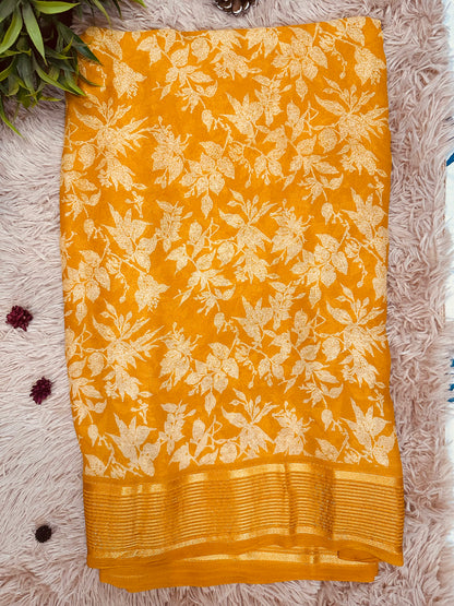 Mustard Soft Georgette Saree