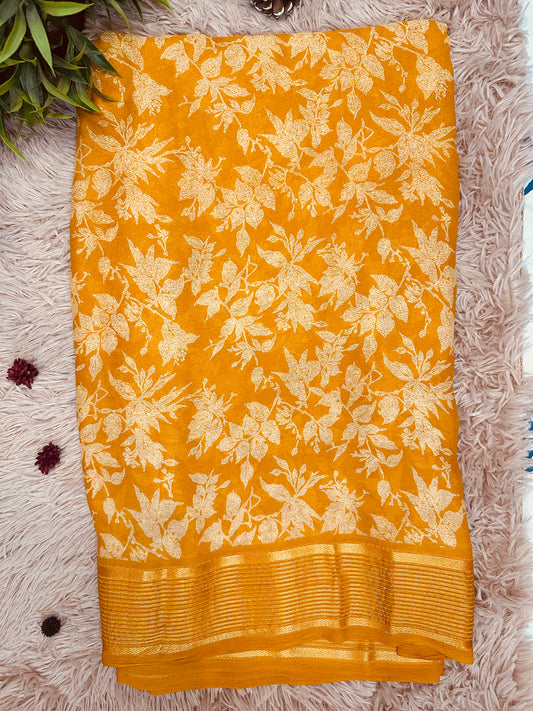 Mustard Soft Georgette Saree