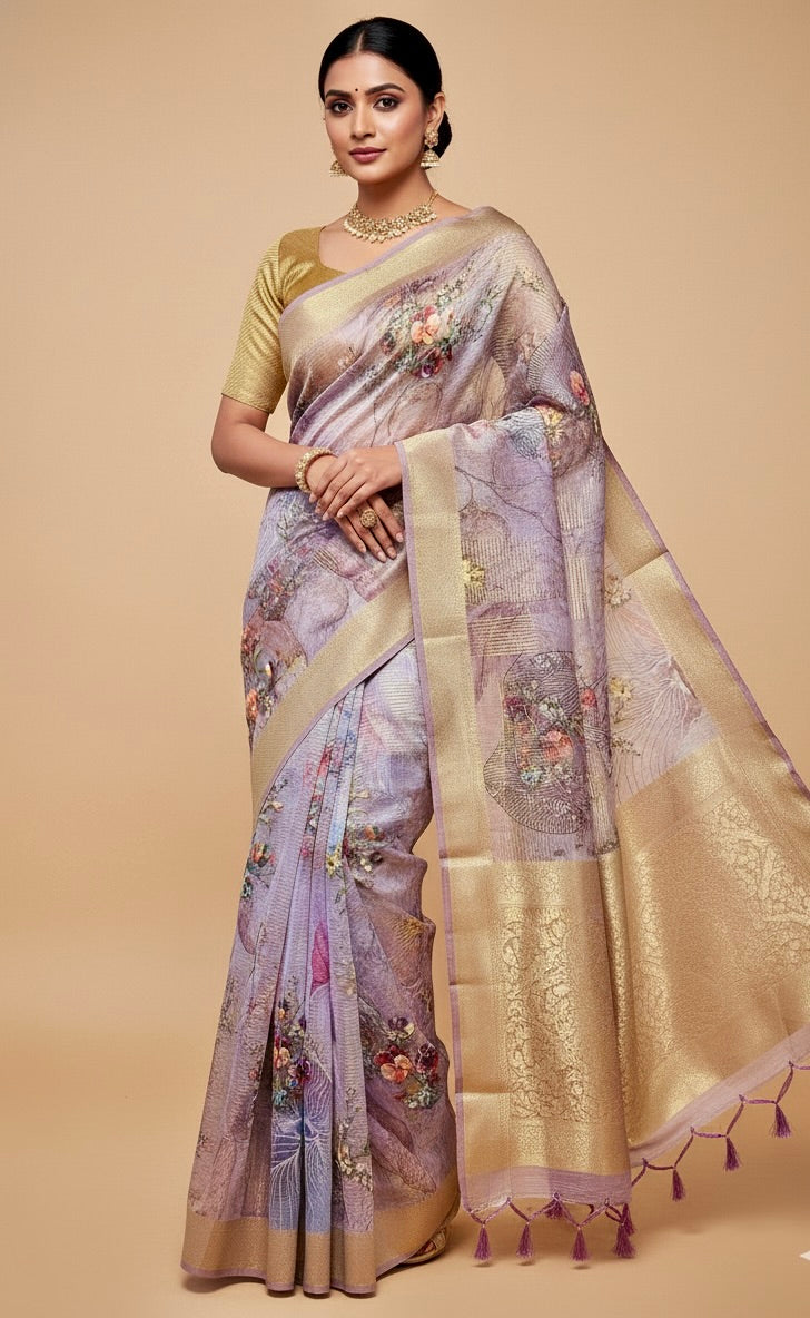 Mauve Tissue Silk Saree