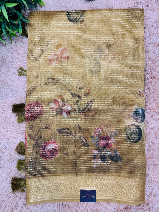 Beige Tissue Silk Saree