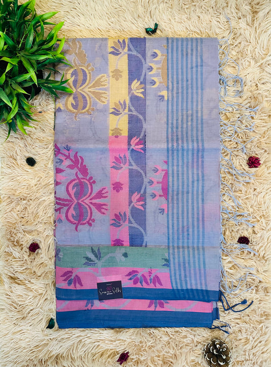 Ink Blue Pure Handloom Cotton Saree