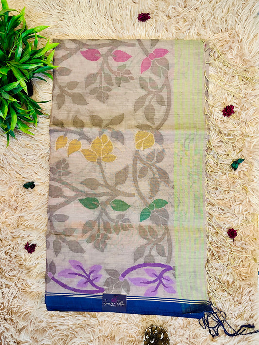 Purple Pure Handloom Cotton Saree