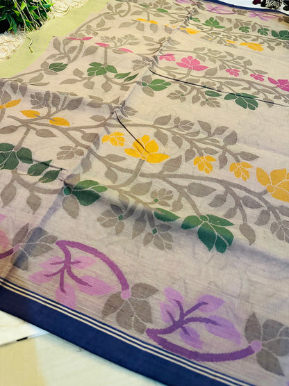 Purple Pure Handloom Cotton Saree