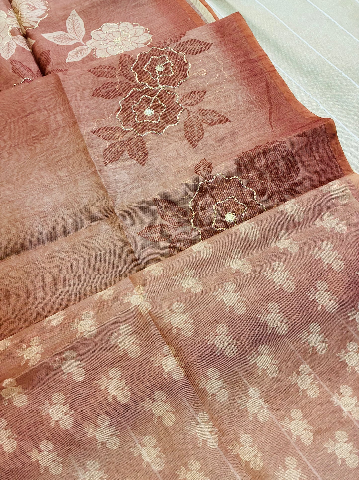 Rust Orange Soft Tussar Silk Saree