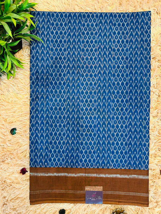 Blue Pure Cotton Printed Saree